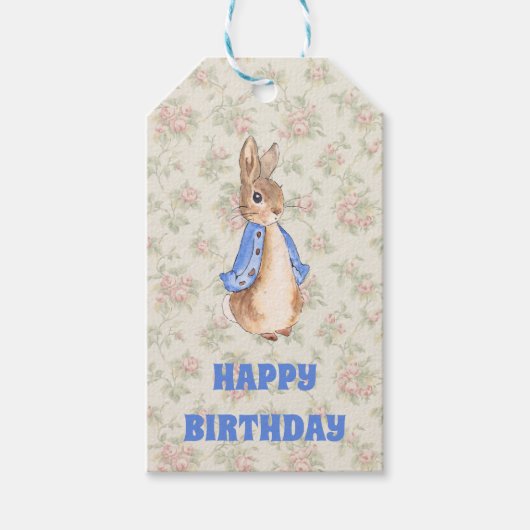 Peter Konijn Beatrix Potter Bloemen Kind Cadeaulabel (Voorkant)