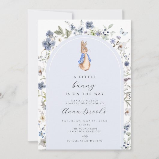 Peter konijn bloemenjongen Baby shower Uitnodiging (Voorkant)