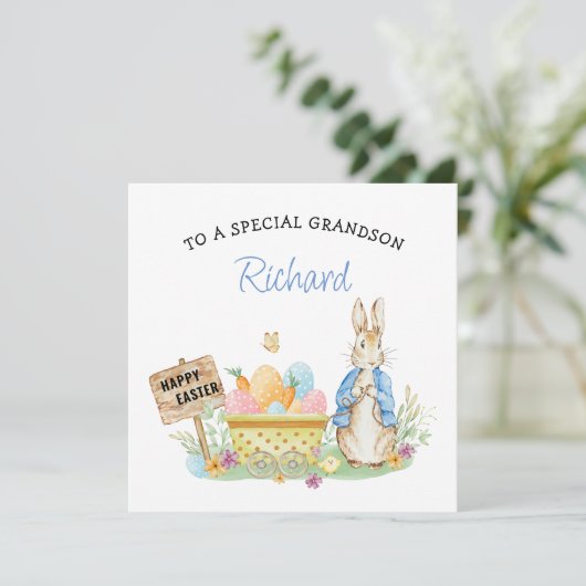 Peter Konijn Gelukkig Pasen Kleinzoon Feestdagenkaart (Staand voorkant)