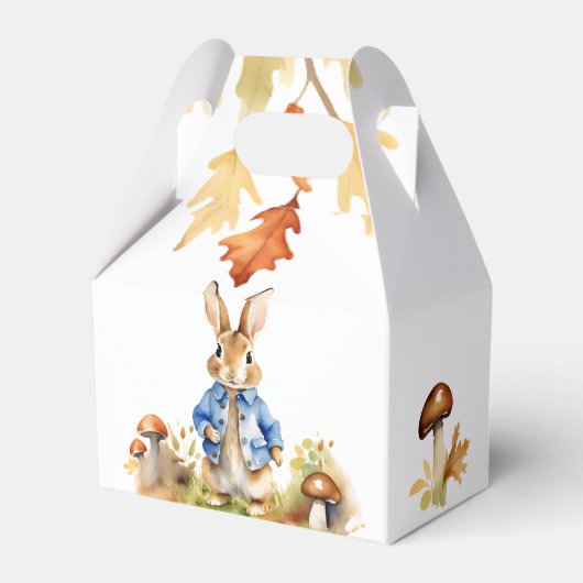 Peter konijn herfst thema baby shower sjabloon bedankdoosjes (Achterkant)