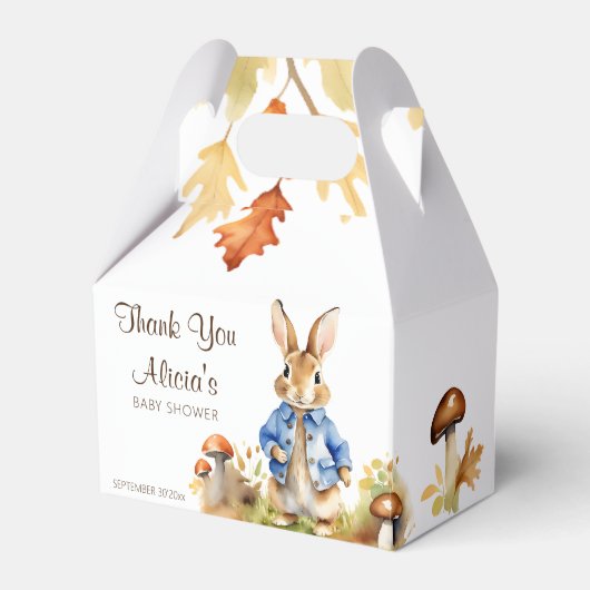 Peter konijn herfst thema baby shower sjabloon bedankdoosjes (Voorkant Zijde)