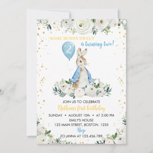 Peter Konijn Jongen Verjaardag Uitnodiging (Voorkant)