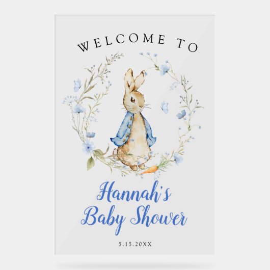 Peter Konijn Jongen Welkom Teken Schuimraad Acryl Bord (Voorkant)