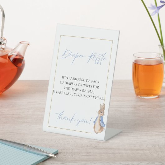 Peter konijn luier verloting reclamebord met voetstuk (Insitu)