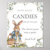 Peter Konijn Meisje Baby shower Hoeveel Snoepjes Poster (Voorkant)