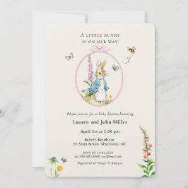  Peter Konijn Roze Baby meisje Douche Kaart