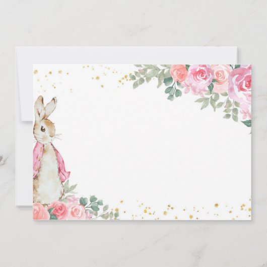 Peter Konijn Roze Verjaardag Foto Uitnodiging (Achterkant)