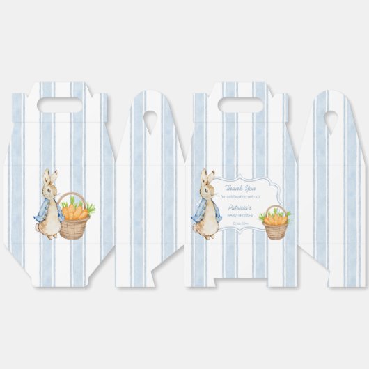 Peter konijn stoffige blauwe strepen baby shower g bedankdoosjes (Ongevouwen)