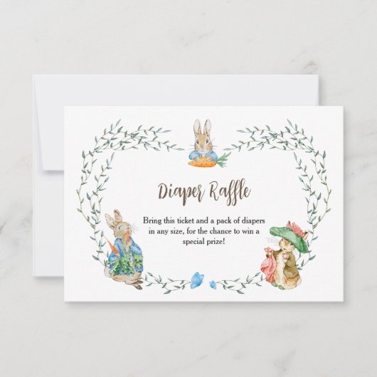 Peter Konijn Vrienden Luier Raffle RSVP Kaartje (Voorkant)