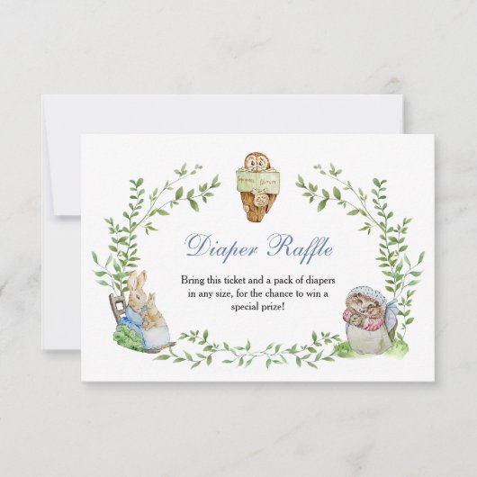 Peter Konijn Vrienden Luier Raffle RSVP Kaartje (Voorkant)