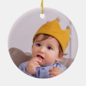 Peter konijn winter eerste kerstcadeaus foto keramisch ornament (Achterkant)