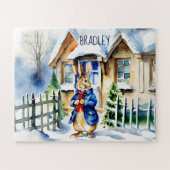 Peter konijn winter kerstcadeaus aangepaste naam legpuzzel (Horizontaal)