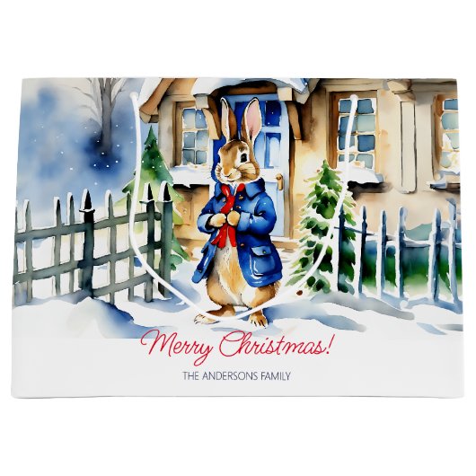 Peter konijn winter Kerstmis sjabloon Groot Cadeauzakje (Voorkant)