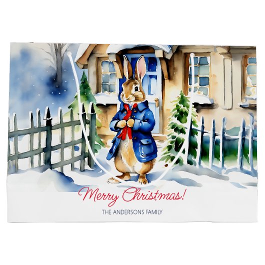 Peter konijn winter Kerstmis sjabloon Groot Cadeauzakje (Achterkant)