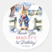 Peter konijn winter verjaardagsfeestje gunst ronde sticker (Voorkant)