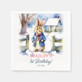 Peter konijn winter verjaardagsfeestje servies servet (Voorkant)