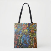 " peter max art style " bloemen en vase bag tote bag (Voorkant)