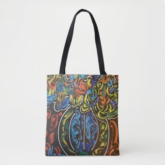 " peter max art style " bloemen en vase bag tote bag (Voorkant)