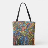 " peter max art style " bloemen en vase bag tote bag (Achterkant)