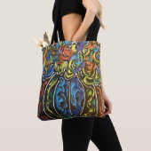 " peter max art style " bloemen en vase bag tote bag (Dichtbij)