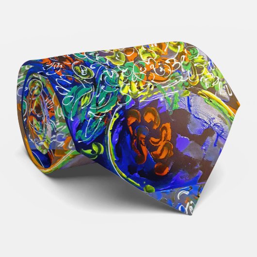 " peter max art style " bloemen en vase stropdas (Opgerold)