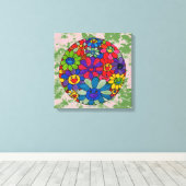 " peter max art style " lachend bloemen balcanvas canvas afdruk (Insitu (Houten vloer))