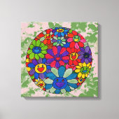 " peter max art style " lachend bloemen balcanvas canvas afdruk (Voorkant)