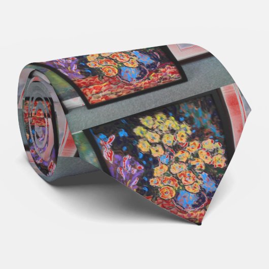 "peter max art style" lijst floral stropdas (Opgerold)