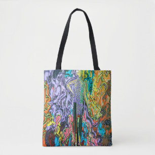" peter max art style " mardi gras bag tote bag