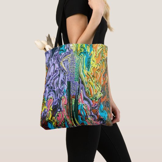 " peter max art style " mardi gras bag tote bag (Dichtbij)