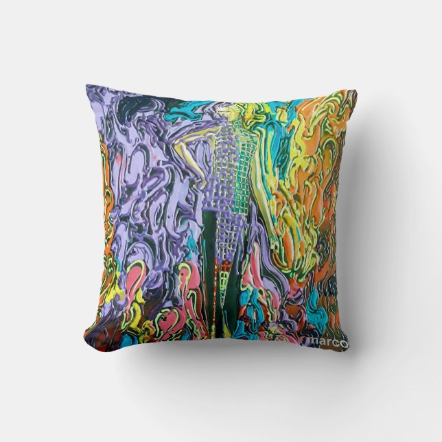 " peter max art style " mardi gras pillow kussen (Voorkant)