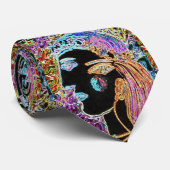 " peter max art style " mardi gras stropdas (Opgerold)