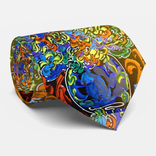 "peter max art style" vase met bloemen stropdas (Opgerold)