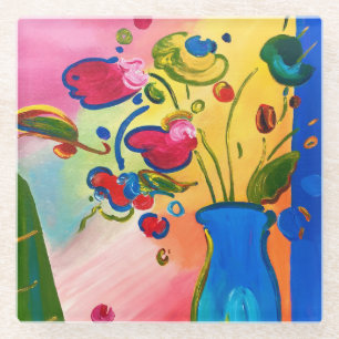 Peter Max geïnspireerd Flowers Glass Onderzetter