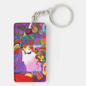 Peter Max Geïnspireerde Blozende Schoonheid Sleute Sleutelhanger (achterkant)