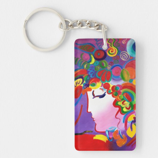 Peter Max Geïnspireerde Blozende Schoonheid Sleute Sleutelhanger (Voorkant)