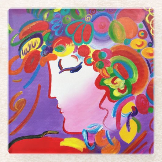 Peter Max inspireert Blushing Beauty Glass Onderze Glazen Onderzetter (Voorkant)