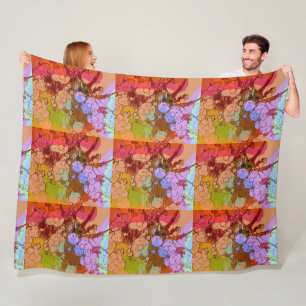 Peter Max kleurrijk waterverf florvormpatroon Fleece Deken