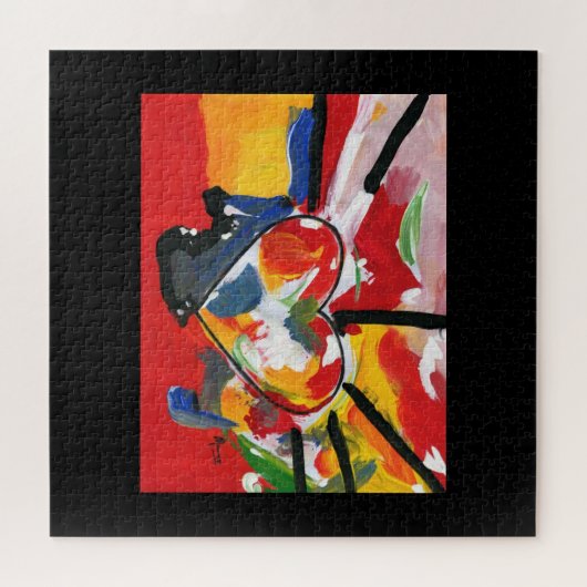 Peter Max kleurrijke waterverf Abstract hart Legpuzzel (Horizontaal)