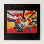 Peter Max kleurrijke waterverf Abstract hart Legpuzzel (Verticaal)