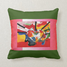 Peter Max kleurrijke waterverf Hartpatroon Kussen