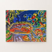 Peter Max kleurrijke waterverf Vase met bloemen Legpuzzel (Horizontaal)