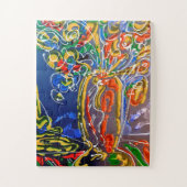 Peter Max kleurrijke waterverf Vase met bloemen Legpuzzel (Verticaal)