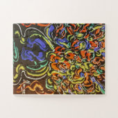 Peter Max kleurrijke waterverf Vase met bloemen Legpuzzel (Horizontaal)