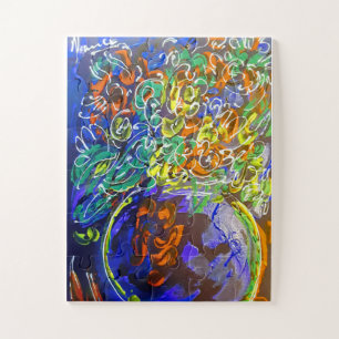 Peter Max kleurrijke waterverf Vase met bloemen Legpuzzel