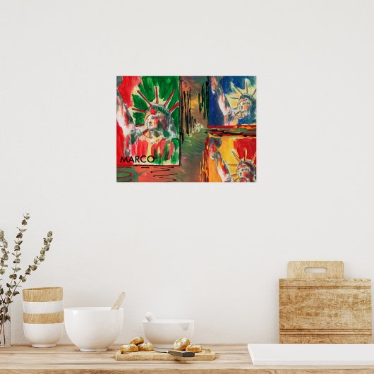 Peter Max oorspronkelijk getekend acrylschilderij Poster (Keuken)