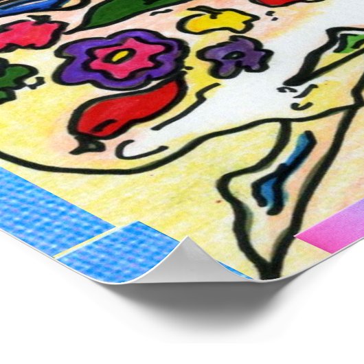 Peter Max oorspronkelijk getekend acrylschilderij Poster (Hoek)