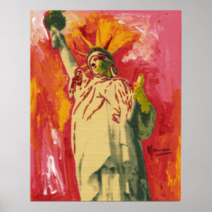 Peter Max-stijl Vrijheidsbeeld Poster