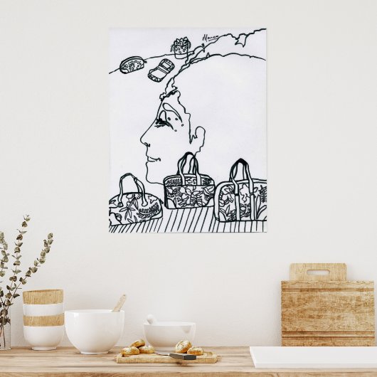 Peter Max tekentekening origineel Poster (Keuken)