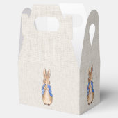 Peter met Beige Linen Achtergrond Bedankdoosjes (Geopend)